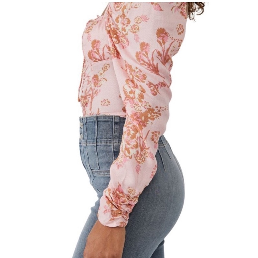 Free People Hilary Printed Top in Pink Combo - Picture 5 of 7